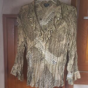 Beige Patterned Women's Top